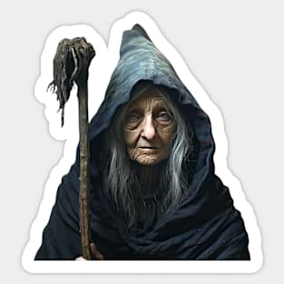 Old black witch Sticker